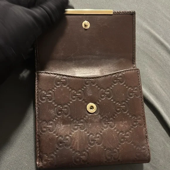 Gucci Dark Brown Embossed Leather Wallet - Picture 3 of 10